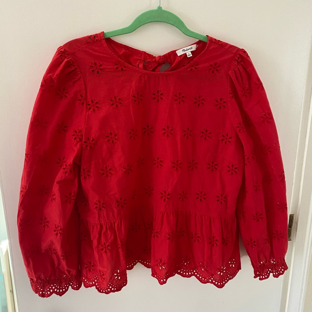 Madewell Eyelet Peplum Top